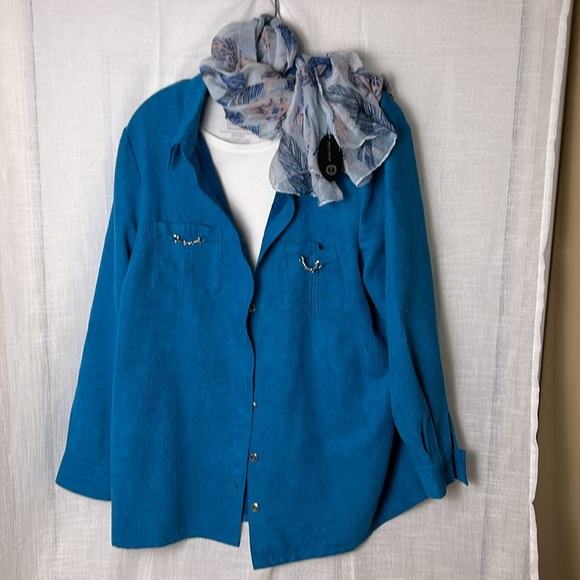 Penningtons button front lightweight  jacket,1X, textured,suede feel,EC, PTP 25 - Picture 2 of 12